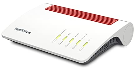 AVM FRITZ! Router 7590 AX WI-FI 6, 2400 Mbit/s (5 GHz) e 1200 Mbit/s (2,4 GHz), fino a 300 Mbit/s con VDSL-Supervectoring 35b, rete WLAN, base DECT, Media Server, adatto per la Germania