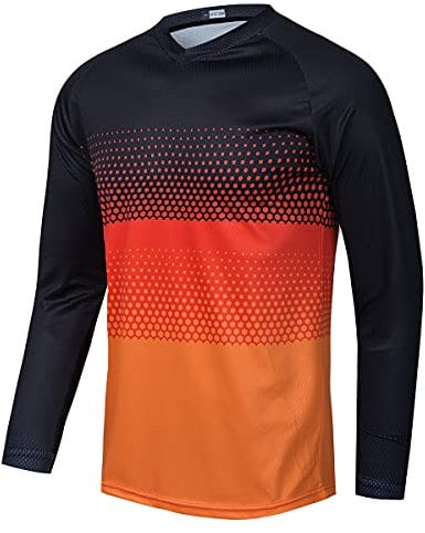 Men's Mountain Bike Jersey Long Sleeve MTB Off-Road Motocross Jersey Quick Dry Downhill&Motocross Shirts, Cu9001, Medium