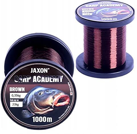 Jaxon Karpfenschnur Angelschnur CARP Academy 1000m Spule 0,25-0,35mm Feederschnur Karpfen Monofile (1000m/0,35mm/23kg), Braun
