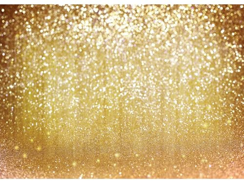 LYWYGG 10x8FT Goldenen Bokeh Hintergrund Glitter Fotografie Vinyl Goldpartikel Spot Thema Video Studio Requisiten Geburtstag CP-10-1008