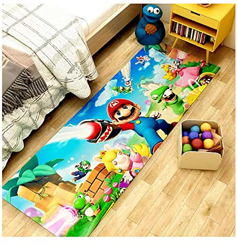 lcey Wohnzimmer Teppich,Super Mario Teppich Kinder 3D-Vorleger Cartoon Moderne Wohnzimmer Schlafzimmer Hauptdekoration for Wohnzimmer Dekoration-9||60X120cm