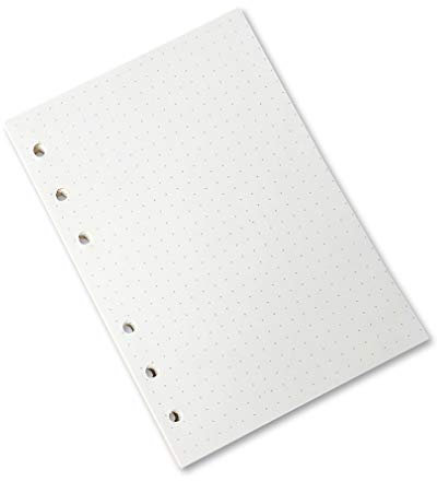 Wanderings 6-Ringordner-Planer-Einsätze - 95 mm x 170 mm, 3,75 x 6,75 - Dicke Gepunktete, 120 gsm Lose Blätter, 6 Löcher, 100 Blätter - 200 Punktraster-Seiten