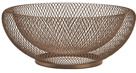 EACHPT Metal Mesh Fruit Basket, Round Gold Retro Hollow Out Iron, Snack Storage, Iron Fruit Holder, for Kitchen Counters
