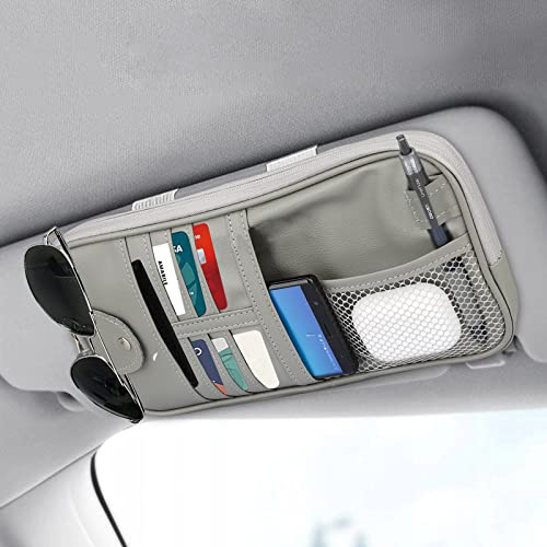 Linkstyle Auto Sonnenblende Organizer, Auto Interieur Leder Zubehör, Sunglasses Organizer Für Sonnenbrillen Karten, Schwarz
