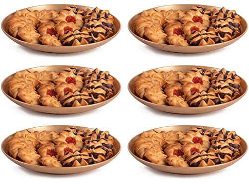 AC - Pack de 6 Platos Decorativos para Navidad – Reutilizable - Fabricado en España - Capacidad 500 ml - Ø 20 x 2,5 cm - Color Dorado