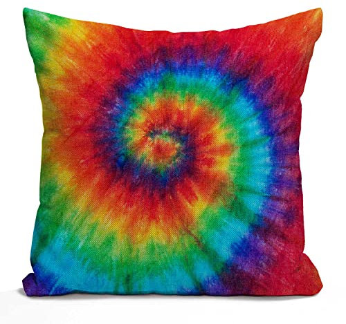 Tomda Kissenbezug, Kissen, bunte Regenbogen-Spiralbindung, gefärbt, Batik-Dekoration, quadratisch, 45 x 45 cm