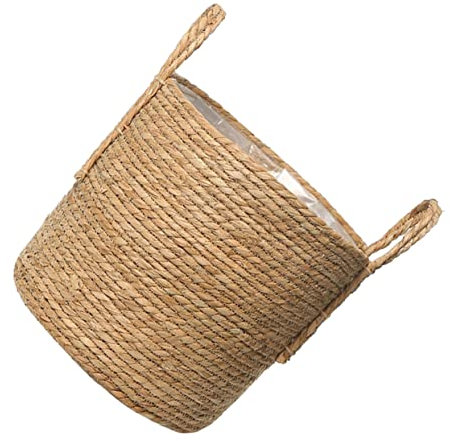 Cabilock 1Stk Blumentopf aus Stroh Vase Blumentöpfe hoch draussen Pflanzkörbe Anlage Wohnkultur Blumenpflanzer Aufbewahrungskorb Schreibtisch Regal Komposttonne Kindergarten Büro Blumenkorb