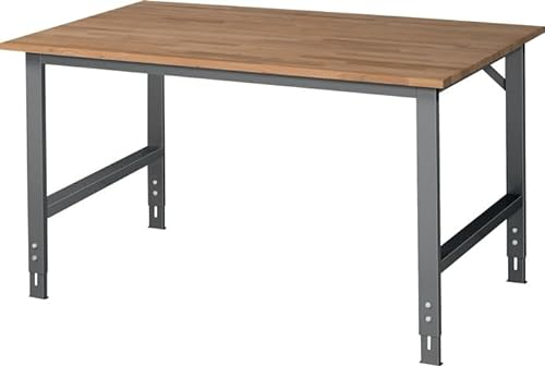 Werktisch Tom B1500xT1000xH760-1080mm Arbeitsplatte Buche Gestell anthrazitgrau