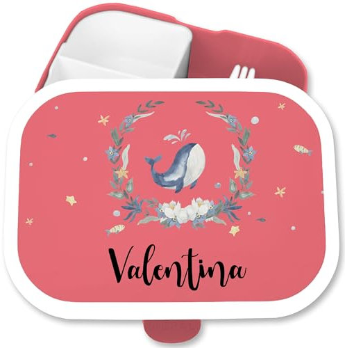 Brotdose Kinder Campus für Mepal - Brotbox süßer Wal Jausenbox Wale Vesperbox Walfisch Geschenk Whale I - 750 ml - Rosa - ocean lunchbox fisch fächern