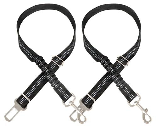 AiTodos - Cintura di sicurezza per cani, regolabile da 50 a 85 cm, con imbottitura elastica, riflettente, colore nero