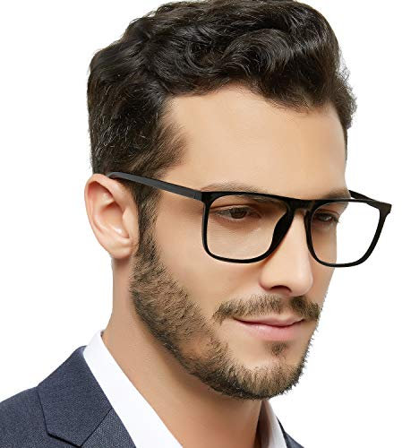 OCCI CHIARI Mens Oversized Reading Glasses 1.5 Large Retro Readers Glasses for Men Fashion Magnifying Reading Glasses Spring Hinge (Black,150)