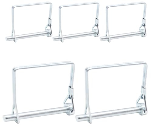 CEEYSEE 5 perni di sicurezza da 6 mm x 70 mm, con chiusura di bloccaggio, staffa quadrata in zincato, per rimorchi, trattori, ribaltabili, fattoria, tosaerba (F.6 mm x 70 mm)