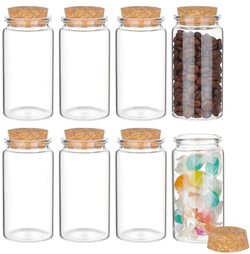 BENECREAT 8pcs 120ml/4oz Mini Glass Bottles with Cork Stoppers, Classic Style, Glass Bottle, Wedding & Party Supplies, DIY Craft, Shower Favors