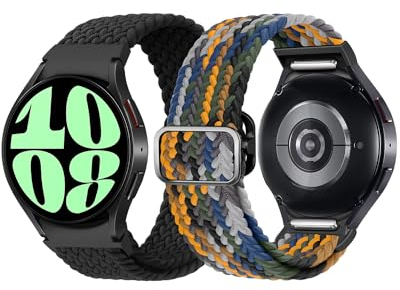 SimpleThings 2 pulseras de nailon trenzado con un solo clic para Samsung Galaxy Watch 7/6/5/4 40 mm 44 mm/6 Classic 43 mm 47 mm/5 Pro 45 mm/4 Classic 42 mm 46 mm Correa de repuesto deportiva