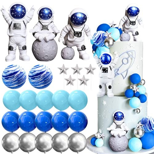 LaVenty Weltraum Tortenaufleger Outer Space Astronaut Weltraum Kuchen Deko Tortenaufleger Weltraum Astronaut Kuchen Deko für Weltraum Geburtstag Deko Astronaut Party Zubehör Babydusche