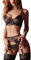 Kimlyf Strapsen Dessous Sexy Set für Damen Dessous Sexy Unterwäsche Reizwäsche mit BH und Slip 3-teilige Große-Rose XL