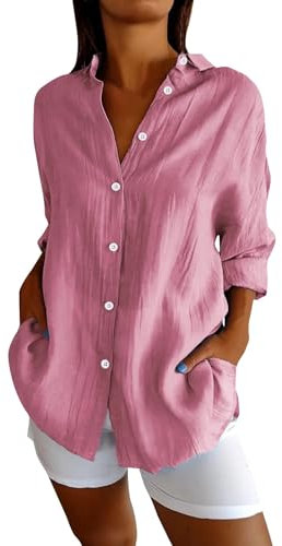 HSUAYEUD Sweat Femme Blanc,Hoodie Bleu Blouse Jean Femme Sweat Femme Mignon Chemise Rayée Rose Et Blanc Femme T Shirt Manche Longue Femme Pull Fete Femme(Rose,L)