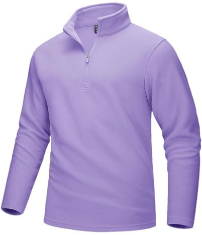 Maglioni da uomo a mezza zip collo alto caldo manica lunga pullover all'aperto allenamento casual top, Viola chiaro, XL