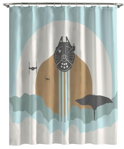 Jay Franco Star Wars Millennium Falke Duschvorhang 178 x 182 cm – Badezimmerdekor in neutralen Farbtönen