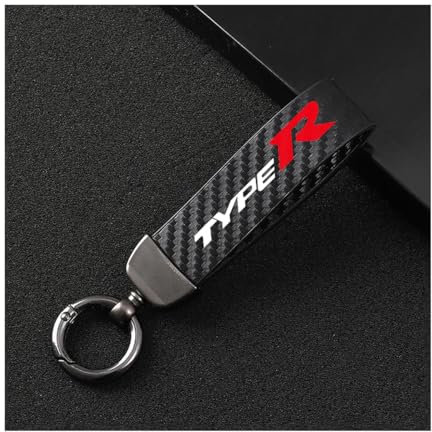 Générique Porte-CléS De Voiture pour Honda Type R, Porte-CléS De Voiture en Microfiber Cuir avec Anneau en D Pivotant à 360°,Black
