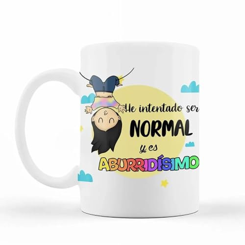 Wondernastic - Tazza Ho cercato di essere normale e noiosa, capacità 350 ml, colore bianco, tazza in ceramica, adatta per lavastoviglie e microonde, divertente e originale, design esclusivo