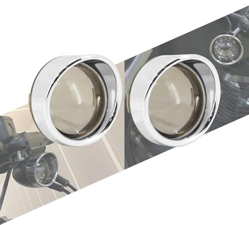 HCmotorku Motorrad-Bullet-geräucherte Blinker-Objektivabdeckung mit verchromten Visierblenden, passend für Harley Dyna, Sportster, Softail, Touring, Street Glide, Road King, 2 Stück