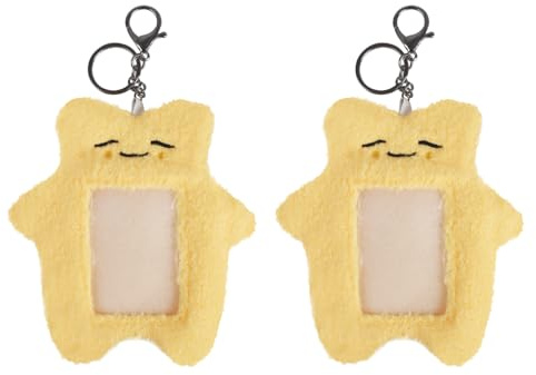 DONGKER Porte-clés pour Cartes Photo,2 Porte-cartes Photo en Peluche de Dessin Animé avec Porte-clés pour Carte de Crédit Photo,Carte Bancaire,Carte de Bus,Badge D'identité