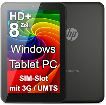 HP Pro 408 G1-8 Zoll HD MultiTouch Display - Windows Tablet PC - Intel QuadCore Prozessor - WLAN, Bluetooth 【 1000 GB Speicher 】 mit SIM-Karten Steckplatz für Internet - schwarz (Generalüberholt)