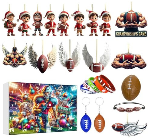Fußball-Adventskalender 2024, Fußball-Themen-Adventskalender, 26 x 18 cm, Countdown bis Weihnachten, Fußballkalender für Adventszeit