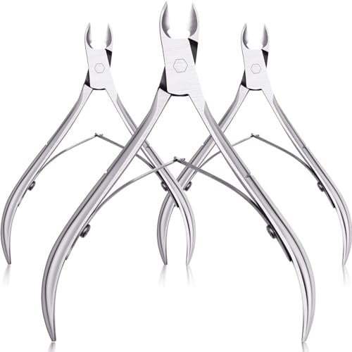 3-teilige Nagelhautzange, Nagelhautschneider, Edelstahl, mit scharfem und glattem Schnitt, zum Entfernen überschüssiger rissiger Haut an Fingern und Zehen