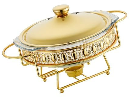 Portable Round Glass Heating Dish Multipurpose 2.0L Glass Hot Pots Thermostatic Cooker for Heating and Serving Food