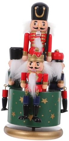 ROMISBABA Caja De Música Artesanal Pintada Mano Diseño De Nutcracker para Decoración Navideña Verde Adorno para Oficina y Hogar