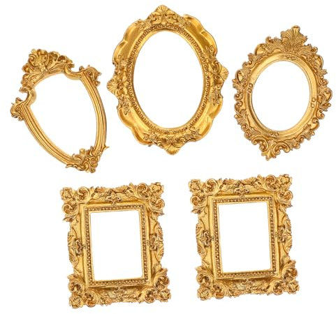 Garneck 6 Sätze Kleiner Goldener Fotorahmen Mehrere Vintage-mini-rahmen Antike Goldene Bilderrahmen Retro-wandrahmen Süßer Bilderrahmen Kleiner Barockrahmen Galerie 2x3 Harz 5 Stück * 6