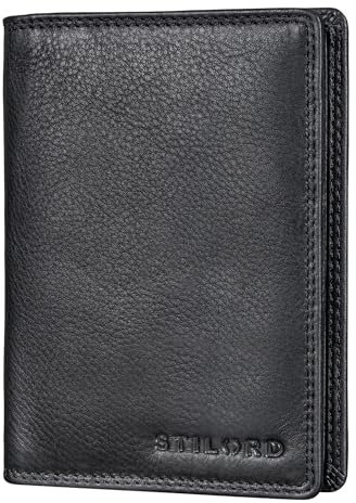 STILORD 'Dima' Porte Carte Cuir Homme et Femme Porte Papier Voiture Multifonction Documents Portefeuilles Passeport Étui pour Cartes de Crédit avec Protection RFID, Couleur:Noir