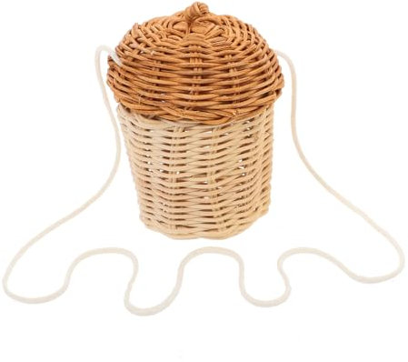 CRILSTYLEO Gewebte Strandtasche Aus Weide Handgemachte Umhängetasche Rattan Clutches Blumenkorb Picknickkorbtasche Kleine Handtasche Geldbörse Eicheltasche Korbgeldbörse Gewebte Umhängetasche