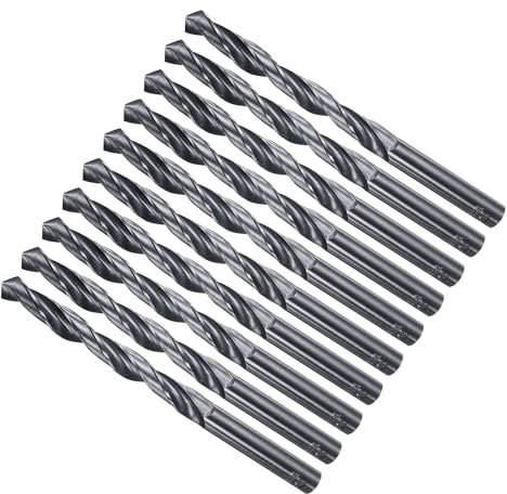 METALLIXITY Drill Bit (9mm) 10Pcs, 4241 High-Speed Steel Straight Shank Nitriding Black 118° for Wood Plastic Iron Copper Aluminum Low Soft Metal