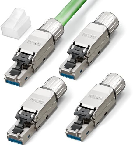 LEENUE Connecteur RJ45 Sans Outil Cat7,10 Gbit/S 600 Mhz, Enrobé D'or Fiche RJ45 Sans Outils Cat7 Pour Câble de Pose POE Cat7 Cat6A Cat6, Blindé prise rj45 Cat 7 Sans Outils,RéUtilisable, Lot de 4