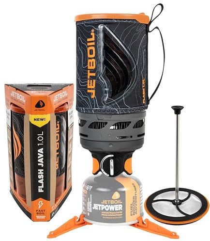 Jetboil Flash Java 1.0L Tragbare Schnellkochherd mit Silikon French Press, 1-Step Auto Ignition, Propan/Isobutan-Brenner, Kochbecher, Neu für 2025