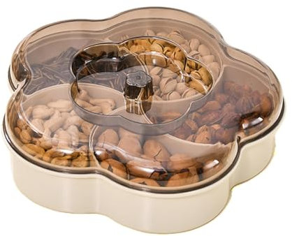 Vassoio di servizio snack coperchio - di stoccaggio di frutta secca, Organizzatore a forma di petalo di fiori di frutta secca | Vassoio di stoccaggio snack a 5 scomparti