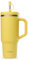 QWETCH - Travel Cup 900ml avec Paille & Anse - 48h Glacé / 12h Froid - Gourde Isotherme Inox Recyclé - Mug avec Bouchon à Vis Anti-Éclaboussures - Tasse Thermos - Citron