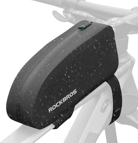 ROCKBROS Bike Frame Bag 100% Waterproof, Robust & Secure Fastening Bicycle Bag Handlebar Pack Top Tube Pouch Black 1.6 L for Road Bike MTB