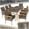 tectake® Rattan Möbel Set, 8X Stühle, 1x Tisch, modern, Korbsessel mit Armlehne, Esstisch Marmor Optik, Esszimmer Lounge Gartenmöbel für Balkon, Terrasse, Wintergarten, Outdoor Küche - Natur