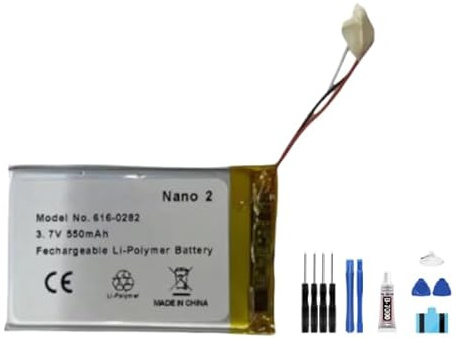 Generic Akku 616-0282, 550 mAh, 3,7 V, kompatibel mit iPod Nano2 2G 2. Generation MP3 Li-Polymer Nano 2 A1199 Akkus