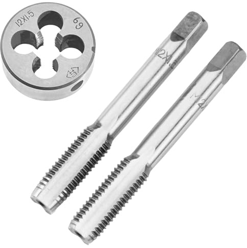 OYSKGNCMW Set di Maschi e filiere manuali M12X1,5, Maschio Manuale per Filettatura metrica M12X1,5 mm e filiera per Filettatura Tonda Destra