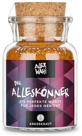Ankerkraut Alleskönner by Alex Wahi, Universal-Gewürz für Fleisch Gemüse Kartoffel Reis, Würze zum Kochen, Knoblauch Fenchel Cumin und mehr, 85 g im Korkenglas