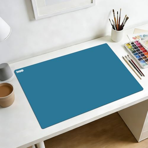Extra Groß Bastelunterlage Kinder: 92x61 cm Silikonmatte Malunterlage Groß | Bastelmatte für Basteln/Epoxidharz Handwerk - Abwaschbar Platzset/Silikon Unterlage für Küche - MorandiBlau - Foepoge