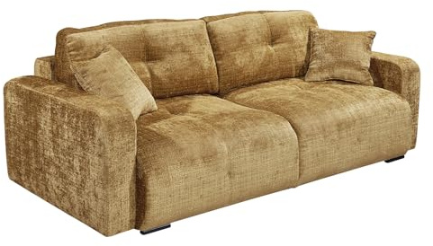 Riess Ambiente Modernes Schlafsofa Diamond - 235cm - senfgelb - Chenille mit Bettkasten 3-Sitzer Couch Sofa Schlafcouch