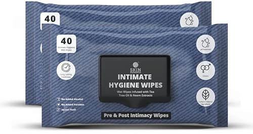Skin Elements Intimate Hygiene Wipes| Unisex | Pre & Post Intimacy| 80 Count