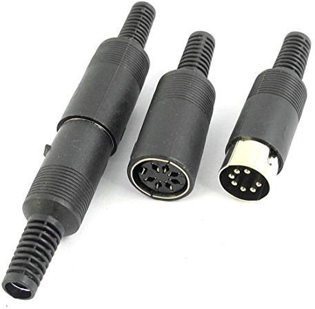 sourcing map 2 Paires Noir boîtier en Plastique 7 Broches Femelle Audio Connecteur DIN mâle