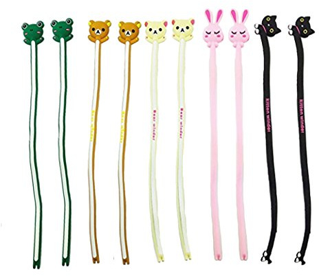 yueton Pack of 10 Cute Frog Pink Rabbit Cat Bears Cable Tie Cord Organizer Headset Headphone Earphone Wrap Winder/ Fixer Holder / Cord Manager / Cable Winder
